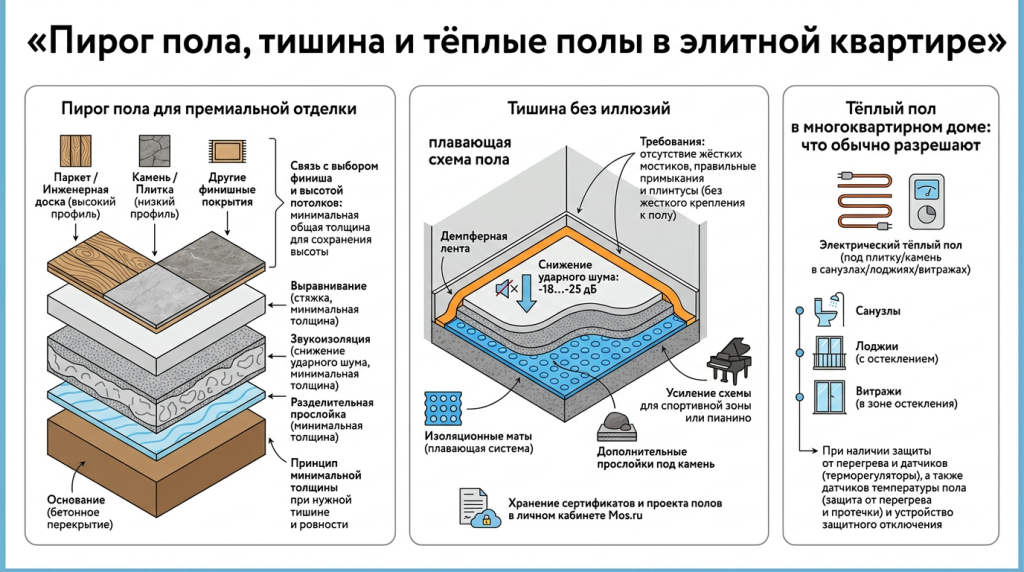 Пирог пола, тишина и теплые полы